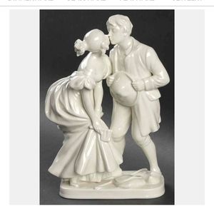 Princess and Swineherd-white statue with the base New